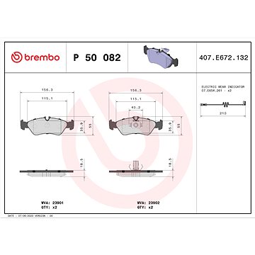 

BREMBO Sada brzdových destiček P 50 082