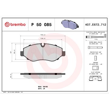 

BREMBO Sada brzdových destiček P 50 085