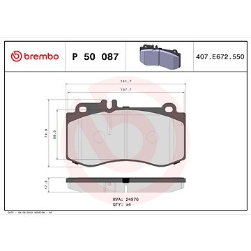 

BREMBO Sada brzdových destiček P 50 087