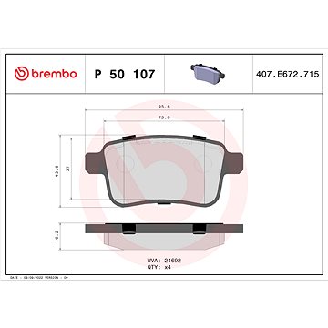 

BREMBO Sada brzdových destiček P 50 107