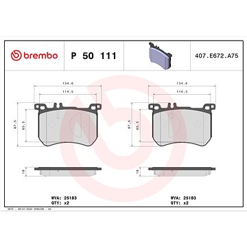 

BREMBO Sada brzdových destiček P 50 111
