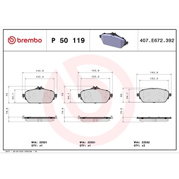 

BREMBO Sada brzdových destiček P 50 119
