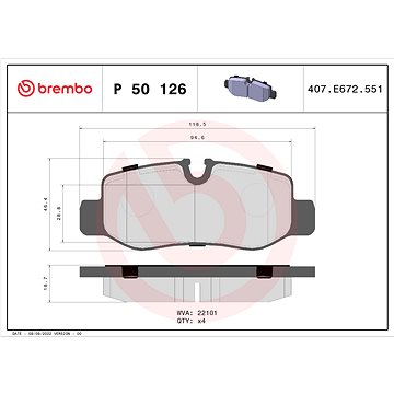 

BREMBO Sada brzdových destiček P 50 126