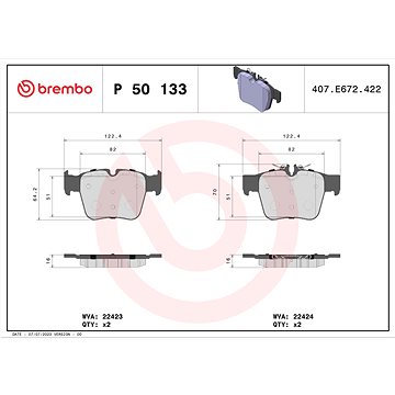 

BREMBO Sada brzdových destiček P 50 133