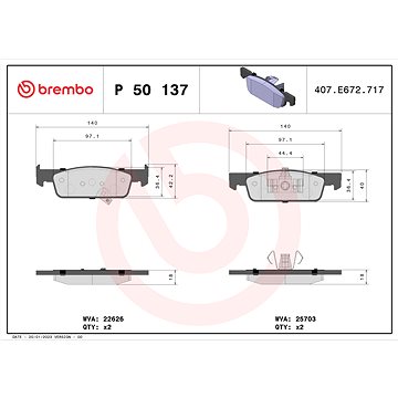 

BREMBO Sada brzdových destiček P 50 137