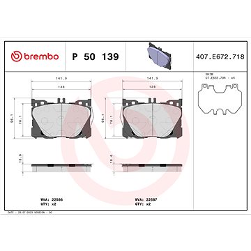 

BREMBO Sada brzdových destiček P 50 139