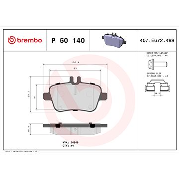 

BREMBO Sada brzdových destiček P 50 140