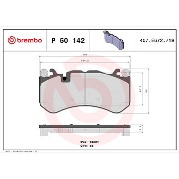 

BREMBO Sada brzdových destiček P 50 142