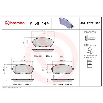 

BREMBO Sada brzdových destiček P 50 144
