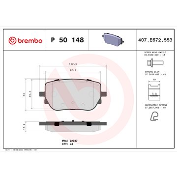 

BREMBO Sada brzdových destiček P 50 148