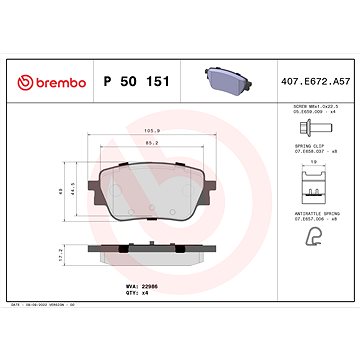 

BREMBO Sada brzdových destiček P 50 151
