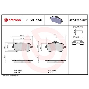 

BREMBO Sada brzdových destiček P 50 156