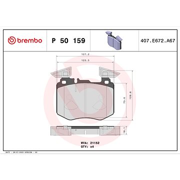 

BREMBO Sada brzdových destiček P 50 159