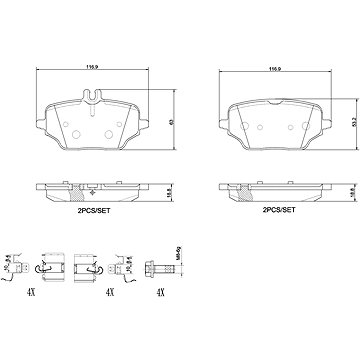 

BREMBO Sada brzdových destiček P 50 162