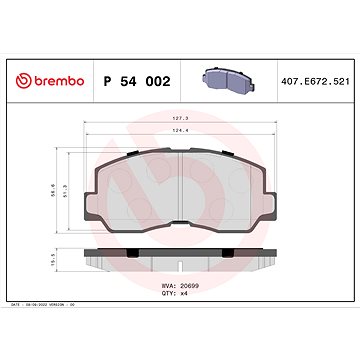 

BREMBO Sada brzdových destiček P 54 002