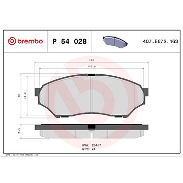 

BREMBO Sada brzdových destiček P 54 028