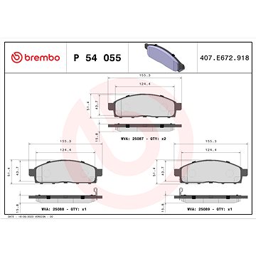 

BREMBO Sada brzdových destiček P 54 055