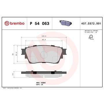 

BREMBO Sada brzdových destiček P 54 063