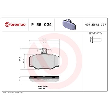 

BREMBO Sada brzdových destiček P 56 024