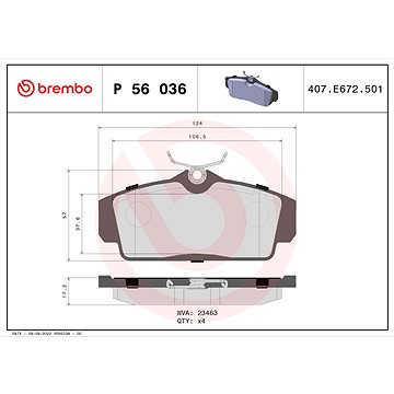 

BREMBO Sada brzdových destiček P 56 036