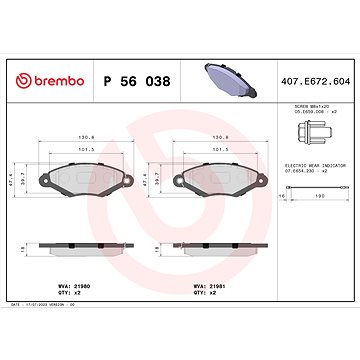 

BREMBO Sada brzdových destiček P 56 038