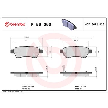 

BREMBO Sada brzdových destiček P 56 060