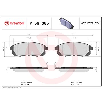 

BREMBO Sada brzdových destiček P 56 065