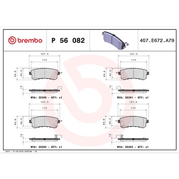 

BREMBO Sada brzdových destiček P 56 082
