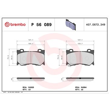 

BREMBO Sada brzdových destiček P 56 089
