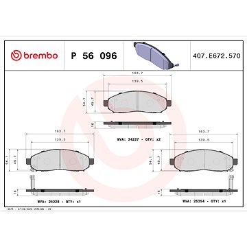 

BREMBO Sada brzdových destiček P 56 096