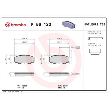 

BREMBO Sada brzdových destiček P 56 122