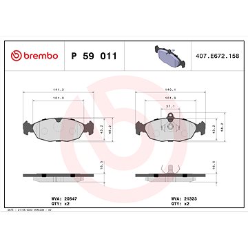 

BREMBO Sada brzdových destiček P 59 011