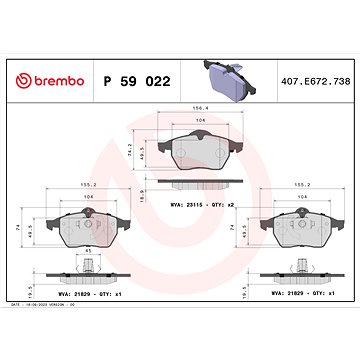 

BREMBO Sada brzdových destiček P 59 022