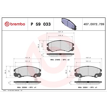 

BREMBO Sada brzdových destiček P 59 033