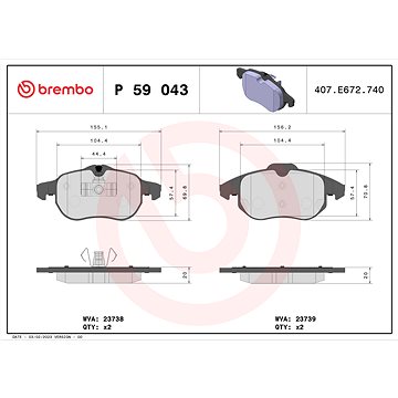 

BREMBO Sada brzdových destiček P 59 043X