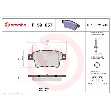 

BREMBO Sada brzdových destiček P 59 057