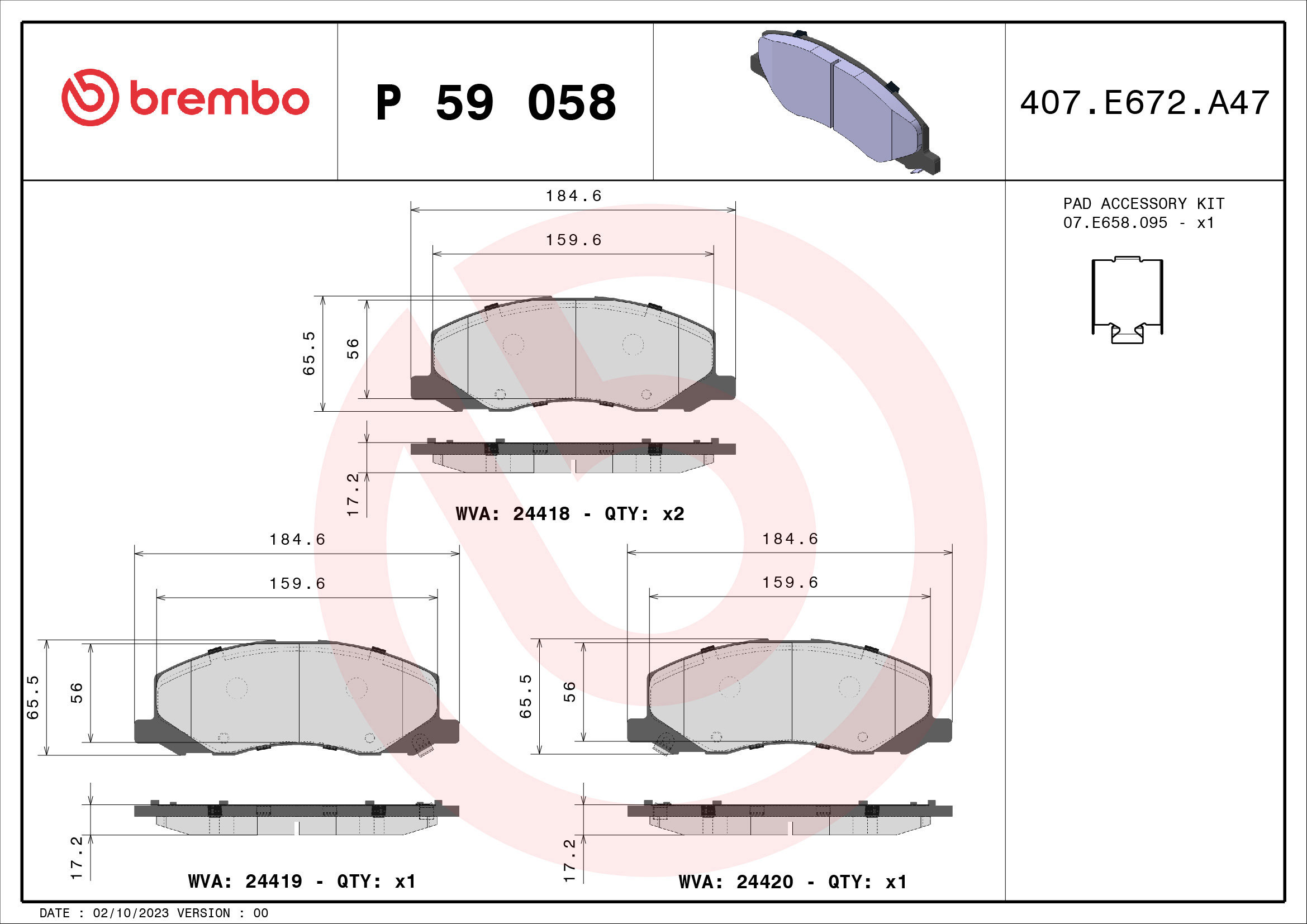 

BREMBO Sada brzdových destiček P 59 058