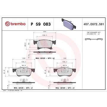 

BREMBO Sada brzdových destiček P 59 083