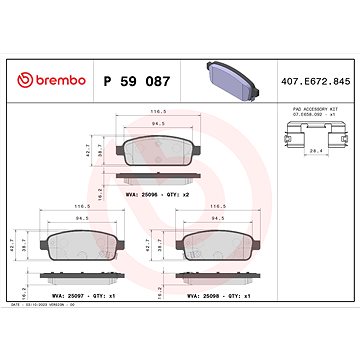 

BREMBO Sada brzdových destiček P 59 087