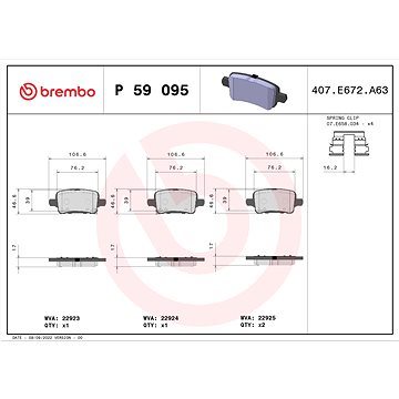 

BREMBO Sada brzdových destiček P 59 095