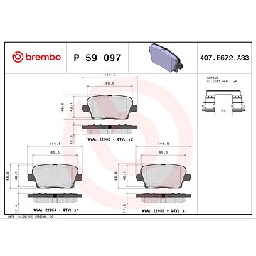

BREMBO Sada brzdových destiček P 59 097