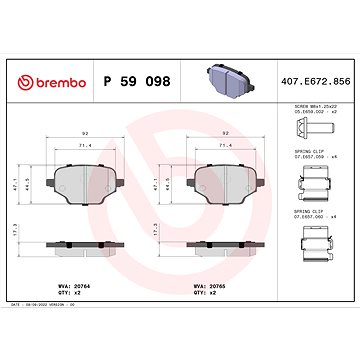 

BREMBO Sada brzdových destiček P 59 098