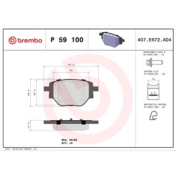 

BREMBO Sada brzdových destiček P 59 100