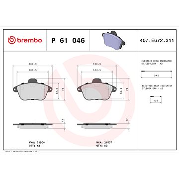 

BREMBO Sada brzdových destiček P 61 046