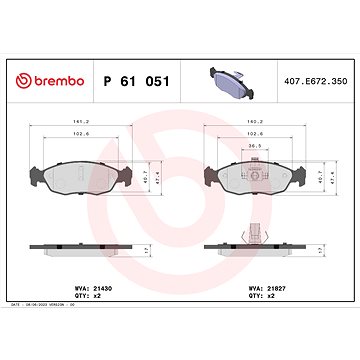 

BREMBO Sada brzdových destiček P 61 051