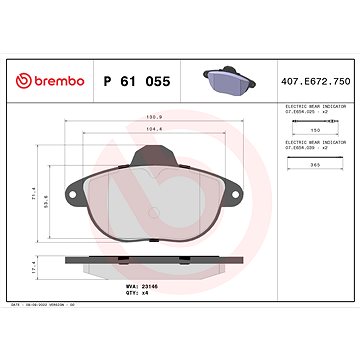 

BREMBO Sada brzdových destiček P 61 055