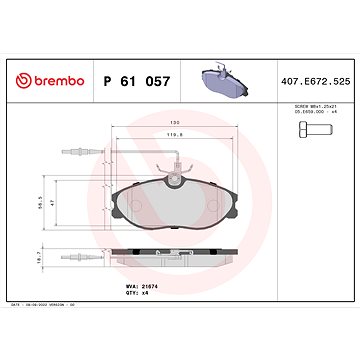 

BREMBO Sada brzdových destiček P 61 057