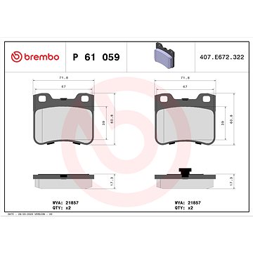 

BREMBO Sada brzdových destiček P 61 059