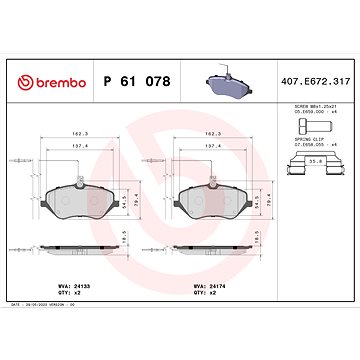 

BREMBO Sada brzdových destiček P 61 078