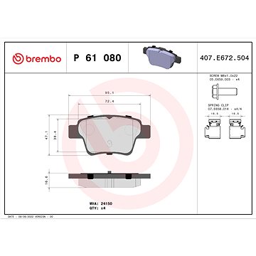 

BREMBO Sada brzdových destiček P 61 080